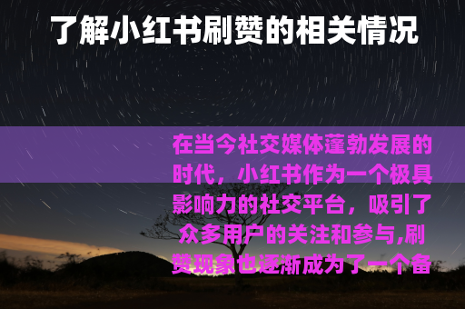 了解小红书刷赞的相关情况