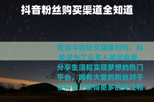 抖音粉丝购买渠道全知道