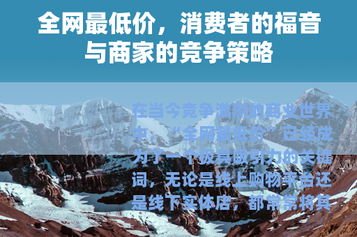 全网最低价，消费者的福音与商家的竞争策略