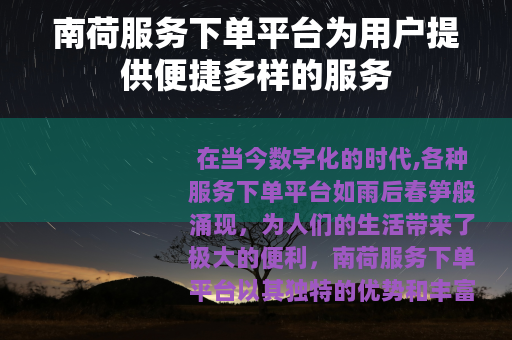 南荷服务下单平台为用户提供便捷多样的服务
