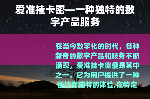 爱准挂卡密—一种独特的数字产品服务