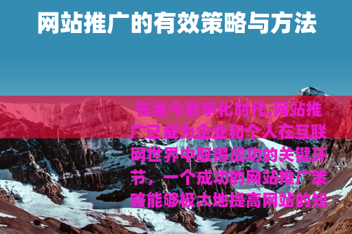网站推广的有效策略与方法