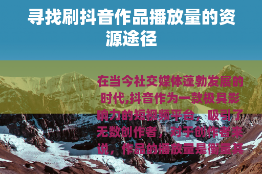 寻找刷抖音作品播放量的资源途径