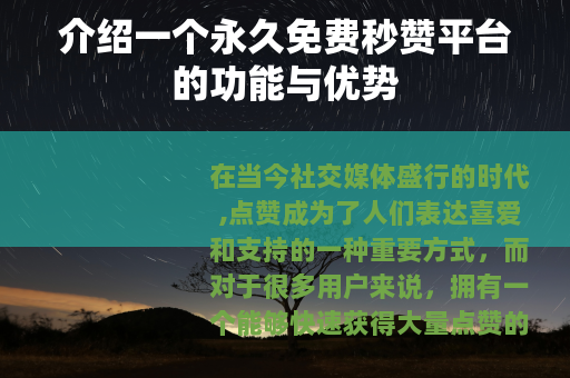 介绍一个永久免费秒赞平台的功能与优势