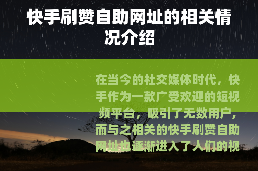 快手刷赞自助网址的相关情况介绍