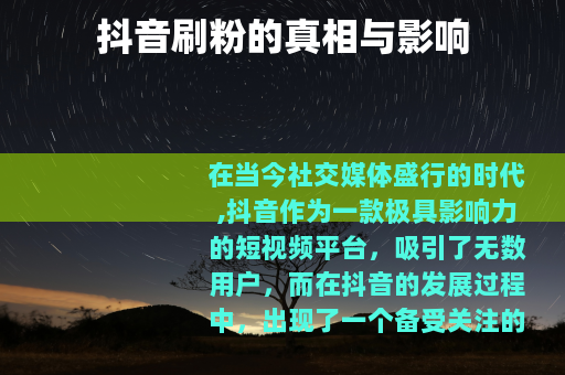 抖音刷粉的真相与影响
