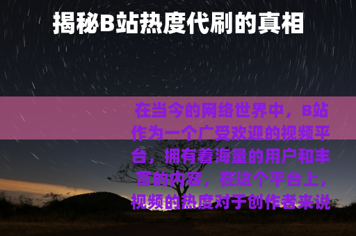揭秘B站热度代刷的真相