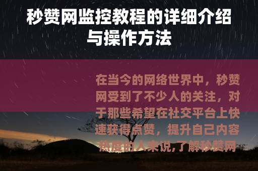 秒赞网监控教程的详细介绍与操作方法
