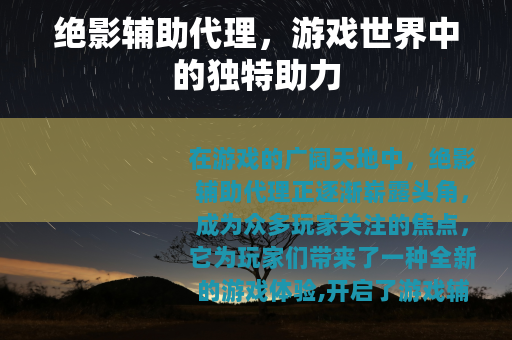 绝影辅助代理，游戏世界中的独特助力