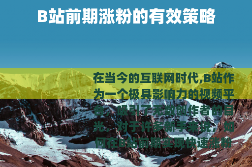 B站前期涨粉的有效策略