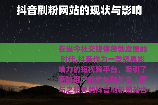 抖音刷粉网站的现状与影响
