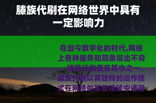 滕族代刷在网络世界中具有一定影响力