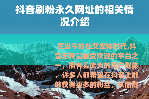 抖音刷粉永久网址的相关情况介绍