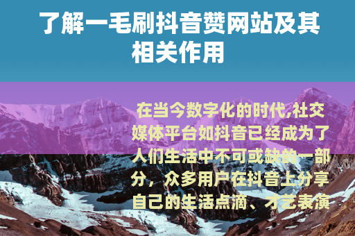 了解一毛刷抖音赞网站及其相关作用