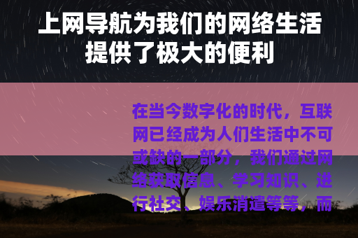 上网导航为我们的网络生活提供了极大的便利