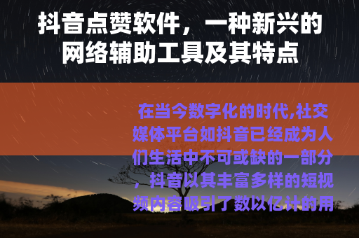 抖音点赞软件，一种新兴的网络辅助工具及其特点