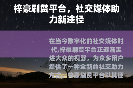 梓豪刷赞平台，社交媒体助力新途径