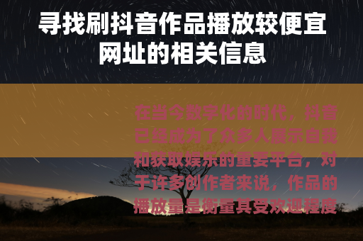 寻找刷抖音作品播放较便宜网址的相关信息