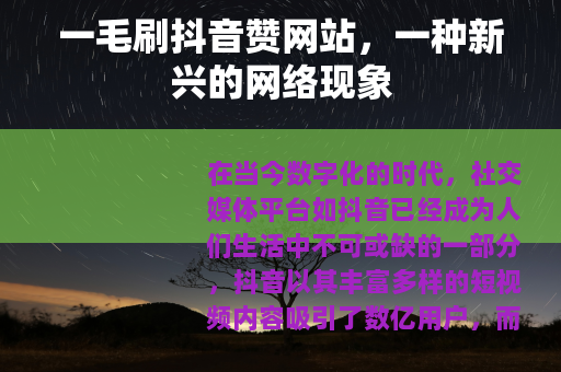 一毛刷抖音赞网站，一种新兴的网络现象