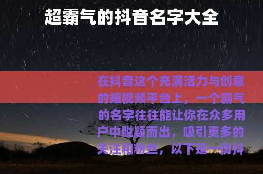 超霸气的抖音名字大全