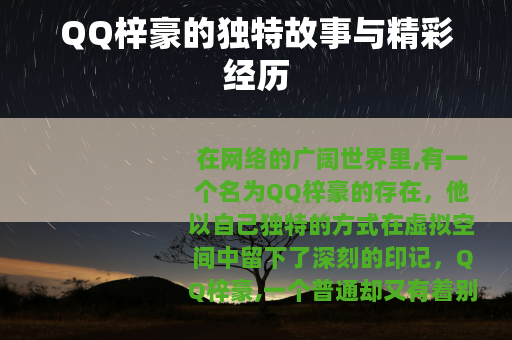 QQ梓豪的独特故事与精彩经历