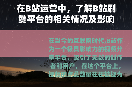 在B站运营中，了解B站刷赞平台的相关情况及影响