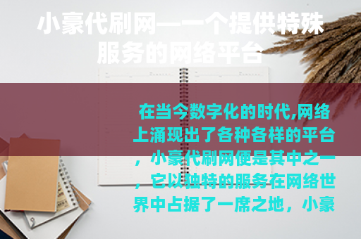 小豪代刷网—一个提供特殊服务的网络平台