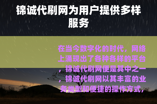 锦诚代刷网为用户提供多样服务
