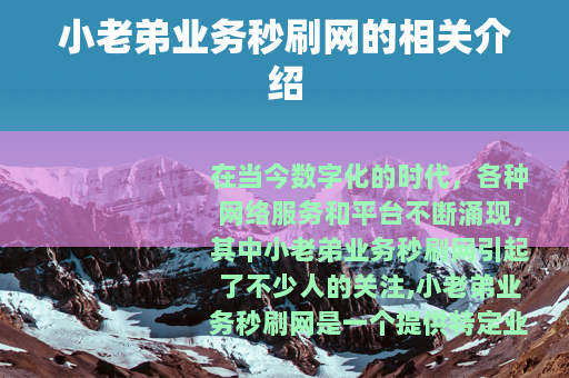 小老弟业务秒刷网的相关介绍