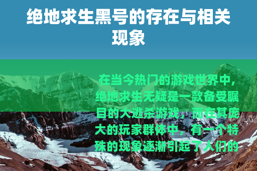绝地求生黑号的存在与相关现象