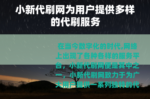 小新代刷网为用户提供多样的代刷服务