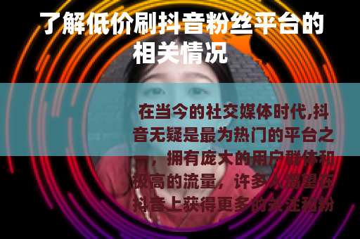 了解低价刷抖音粉丝平台的相关情况