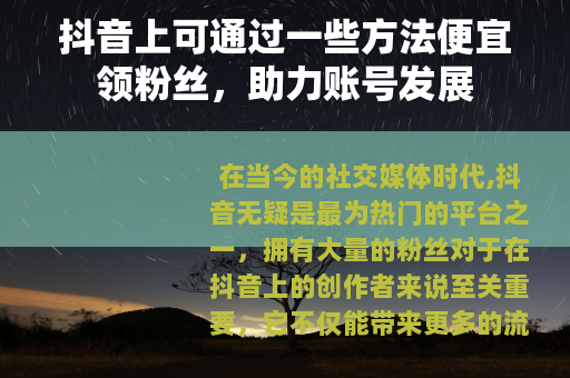抖音上可通过一些方法便宜领粉丝，助力账号发展