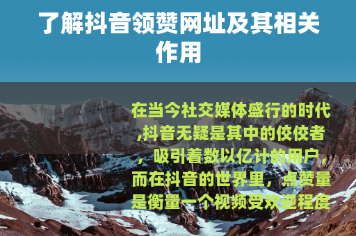了解抖音领赞网址及其相关作用