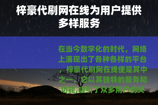 梓豪代刷网在线为用户提供多样服务