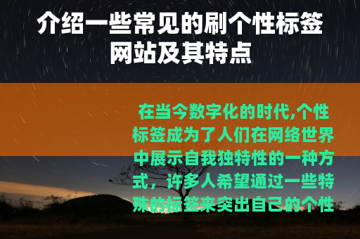 介绍一些常见的刷个性标签网站及其特点