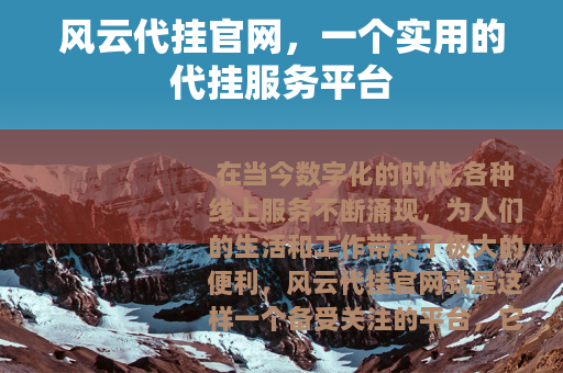 风云代挂官网，一个实用的代挂服务平台