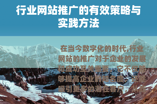 行业网站推广的有效策略与实践方法
