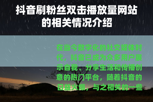 抖音刷粉丝双击播放量网站的相关情况介绍