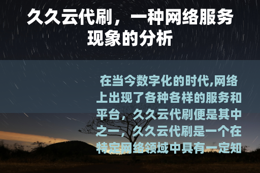 久久云代刷，一种网络服务现象的分析