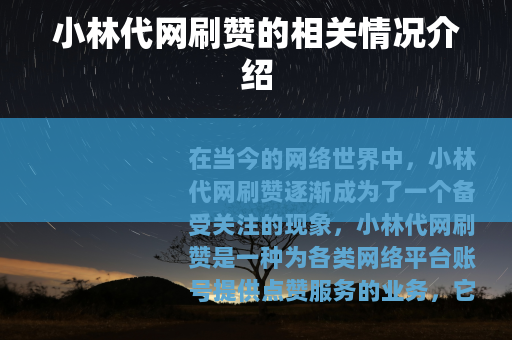 小林代网刷赞的相关情况介绍