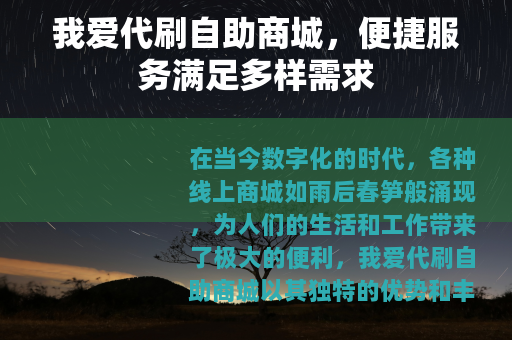 我爱代刷自助商城，便捷服务满足多样需求