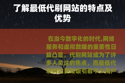 了解最低代刷网站的特点及优势