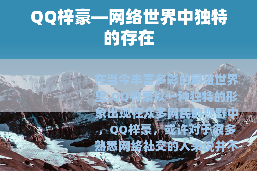 QQ梓豪—网络世界中独特的存在