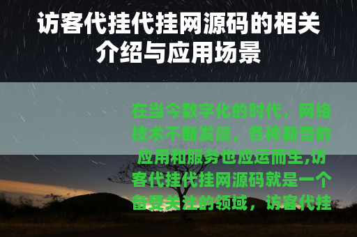 访客代挂代挂网源码的相关介绍与应用场景