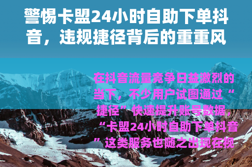警惕卡盟24小时自助下单抖音，违规捷径背后的重重风险