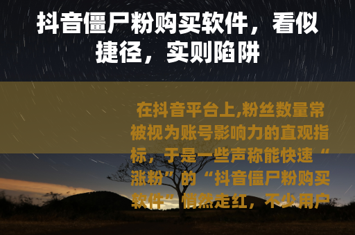 抖音僵尸粉购买软件，看似捷径，实则陷阱
