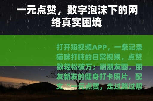 一元点赞，数字泡沫下的网络真实困境