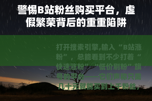 警惕B站粉丝购买平台，虚假繁荣背后的重重陷阱