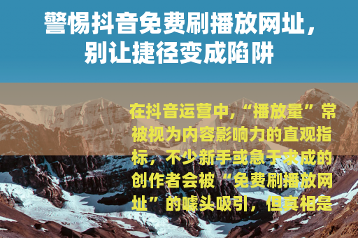 警惕抖音免费刷播放网址，别让捷径变成陷阱